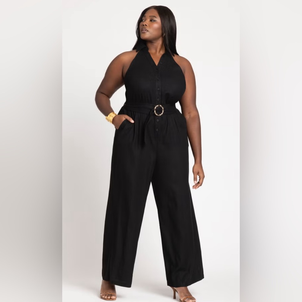 Eloquii Black Halter Jumpsuit. A86
